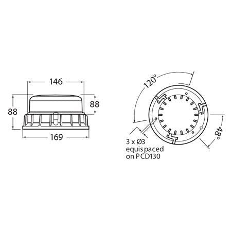 Hella HM9600ADIR K-LED 2.0 LED Warning Beacon Amber Direct Mount